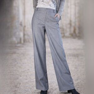 Body By Victoria The Bridget Fit High Waist Wide Leg Charcoal Slacks Pant 8 Tall